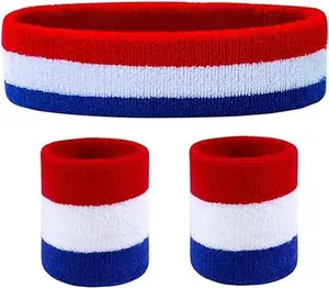 American Flag Headband Set with Sweat Bands and Wristbands