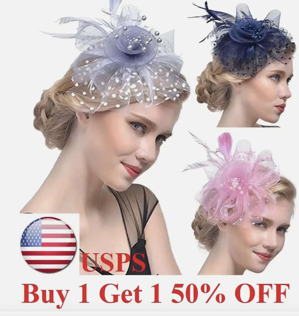 Women Cocktail Party Fascinator Hat Wedding Church Kentucky Derby Formal Mesh