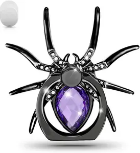 Spider Phone Ring Holder Stand Rhinestone Finger Grip Kickstand Cute Purple Phone Accessory