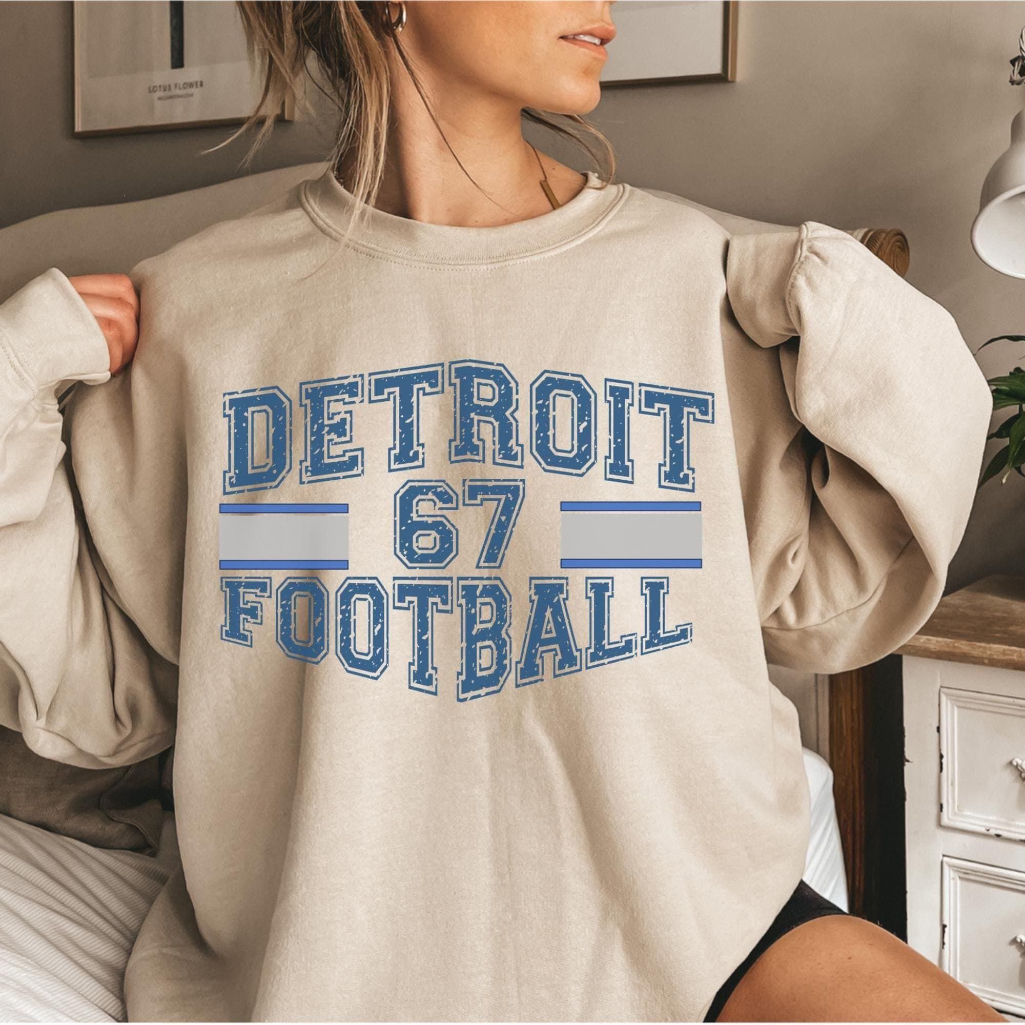 Detroit 67 Football Christmas Shirt, Womens Game Day Graphic Shirt, Cool Detroit Fan Apparel Gift, Vintage Team Spirit Top