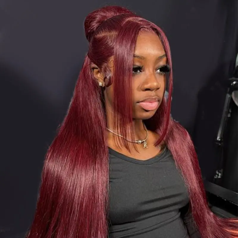 Wiggins Hair Glueless Cherry Cola Red Straight 7x5 Pre-Cut Lace Wigs Human Hair Beginners Friendly Ready To Go Wigs #weeklydeals