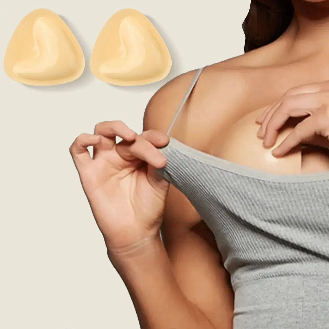 Double-Sided Self-Adhesive Bra Pads, Reusable & Waterproof Chest Pads, Invisible Thickened Design for Swimsuits & Bikinis, Women