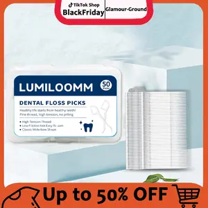 TikTokShopfalldealsforyou 50 Count Dental Floss Cleaner, Tooth Picks Flossers with Travel Handy Cases, Helps to Fight Tooth Decay and Keep Your Teeth Deep Clean, Disposable dental floss sticks suitable for home use.