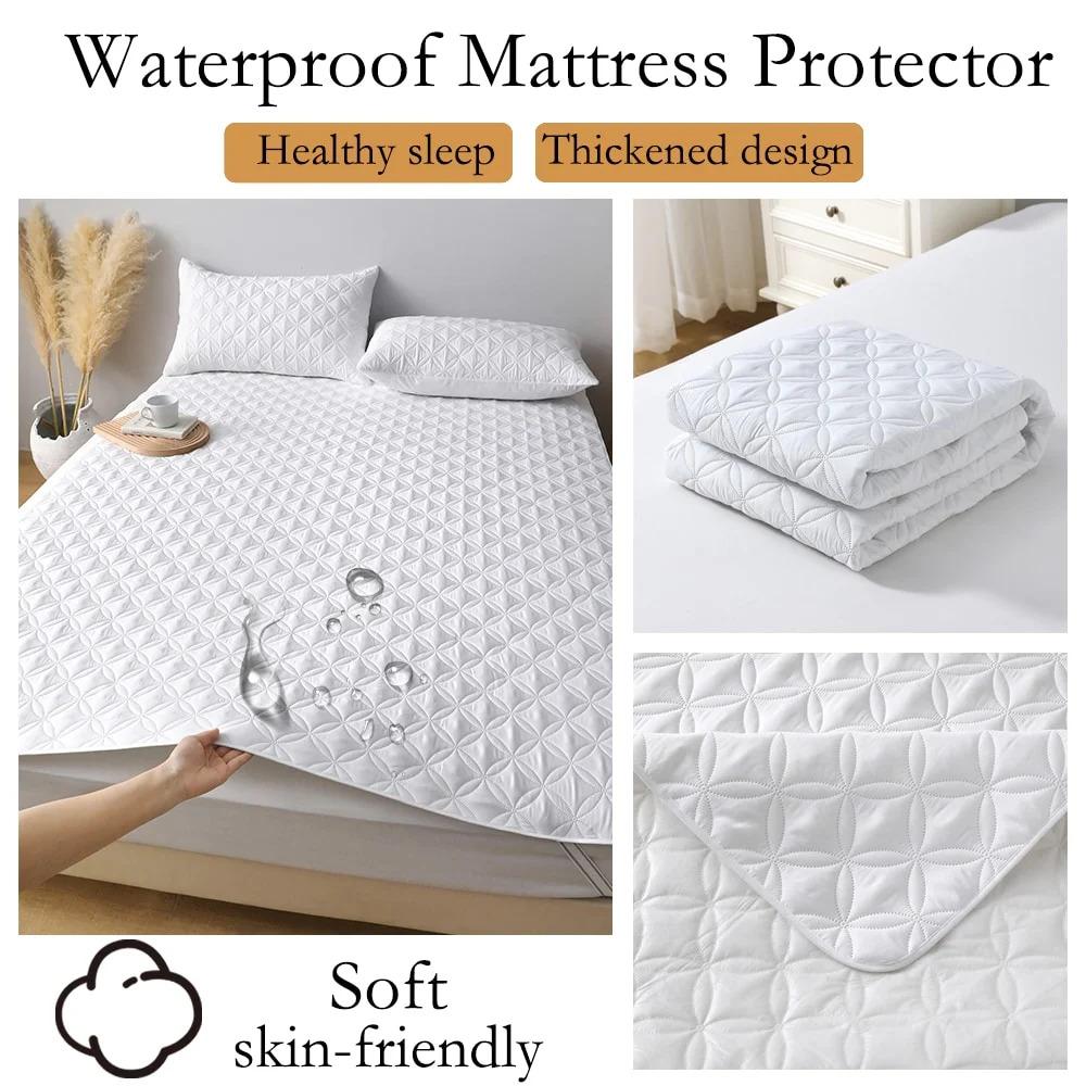 1pc Waterproof Thickened Mattress Protector, Dustproof Breathable Allergy-Resistant Mattress Cover, Soft Comfortable Noiseless