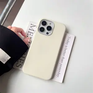 High end lychee pattern suitable for Apple 16promax phone case phone15 solid color 14 electroplating 13 high-end feeling 12