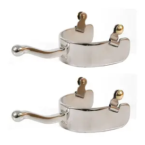 212 MAIN Youth Stainless Steel Equitation Offset Spurs, 1-1/2" Smooth Band with 3" Shank, Knob End & Brass Buttons
