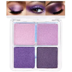 Eyeshadow Quad Palette, Nude Pink Orchid Lavender Dark Purple Glitter Shimmer Metallic Matte High Pigment Eye Shadow Palette Makeup for older Women, Smudge Proof, Vegan Cruelty-free, Seductive