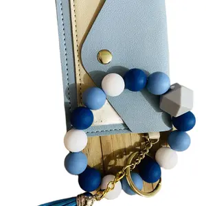 Silicone beaded wristlet wallet