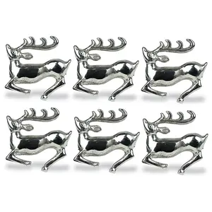 Design Imports Set/6 Silver Reindeer Napkin Rings