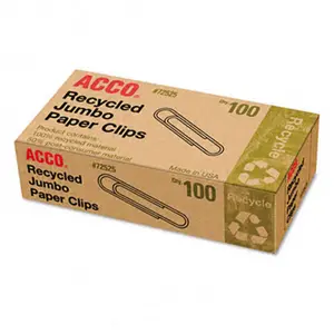 ACCO  Recycled Paper Clips- Jumbo- 100-Box