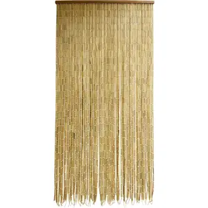 Vietbud Natural Curtains for Doorways with Round Bead, Decorative Room, Natural Vietnamese Craft, Indoor Bamboo Blinds, Sturdy Hook, Easy to, 35.43 x 78.74 Inches