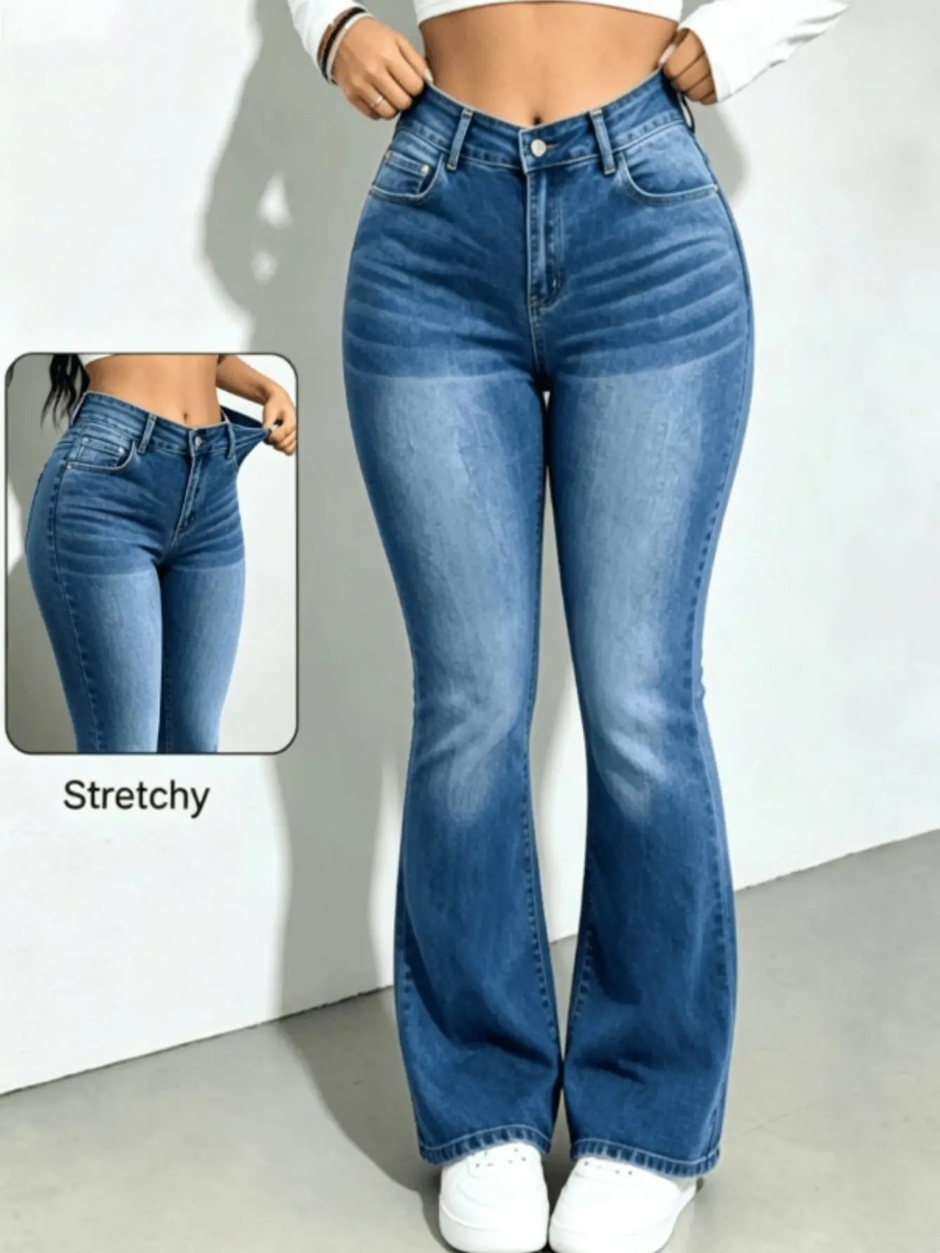 Magic high Rise Jeans Stretchy bell-bottoms for Women Distressed PantsWomenswear Bottom WH53
