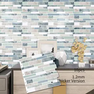 DEWOO Self-Adhesive Tile Decals — Decorate and Protect Your Backsplash | Grid Design | Elevate Your Space | Rental-Friendly Wall Decor ，KitchenMakeover，DIYProject（Pack of 10）