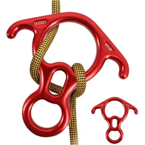 Professional Carabiner, 50KN Rescue Figure 8 Descenders, Large Bent Lug Belay And Rappelling Device For Rock Climbing & Peak Rescue, 7075 Aluminum Alloy