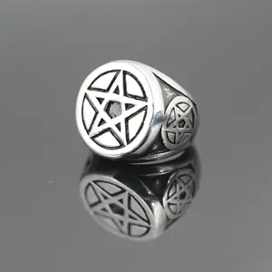 Unisex Inverted Pentagram Ring - Stylish Titanium Steel, US Sizes 7-12  A Perfect Gift For: Lovers, Friends, Boyfriends, Girlfriends, Wife, Husband, Thanksgiving, Independence Day, Halloween, Black Friday, Christmas, and New Year  W767