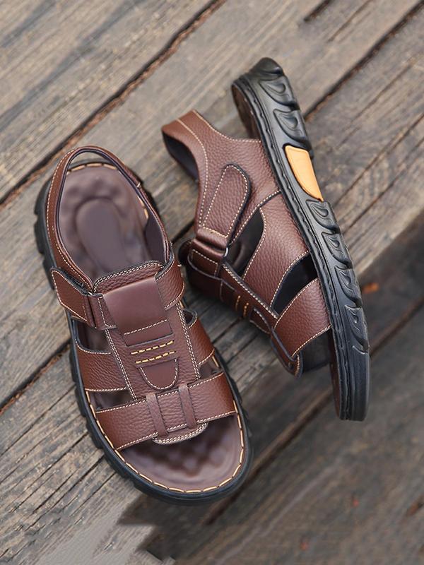 Men's Casual Plain Velcro Sandals, 2024 Fashionable Summer New Open Toe Sandals for Summer, Lightweight Breathable Comfortable Shoes for Daily Wear Men's Casual Plain Velcro Sandals, 2024 Fashionable Summer New Open Toe Sandals for Summer, Lightweight Breathable Comfortable Shoes for Daily Wear