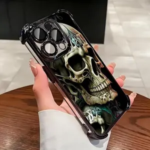 Trendy Cool Skull Phone Cases for iPhone 17 Promax 16 15 14 13 12 11 Plus, Fashionable Ins Four Corner Airbag Shockproof Phone Cover To Family,Boy,Girl,Friends,Man,Women As A Birthday Gift
