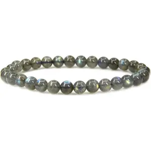 Natural AA Grade Labradorite Gemstone 6mm Round Beads Stretch Bracelet 7" Unisex