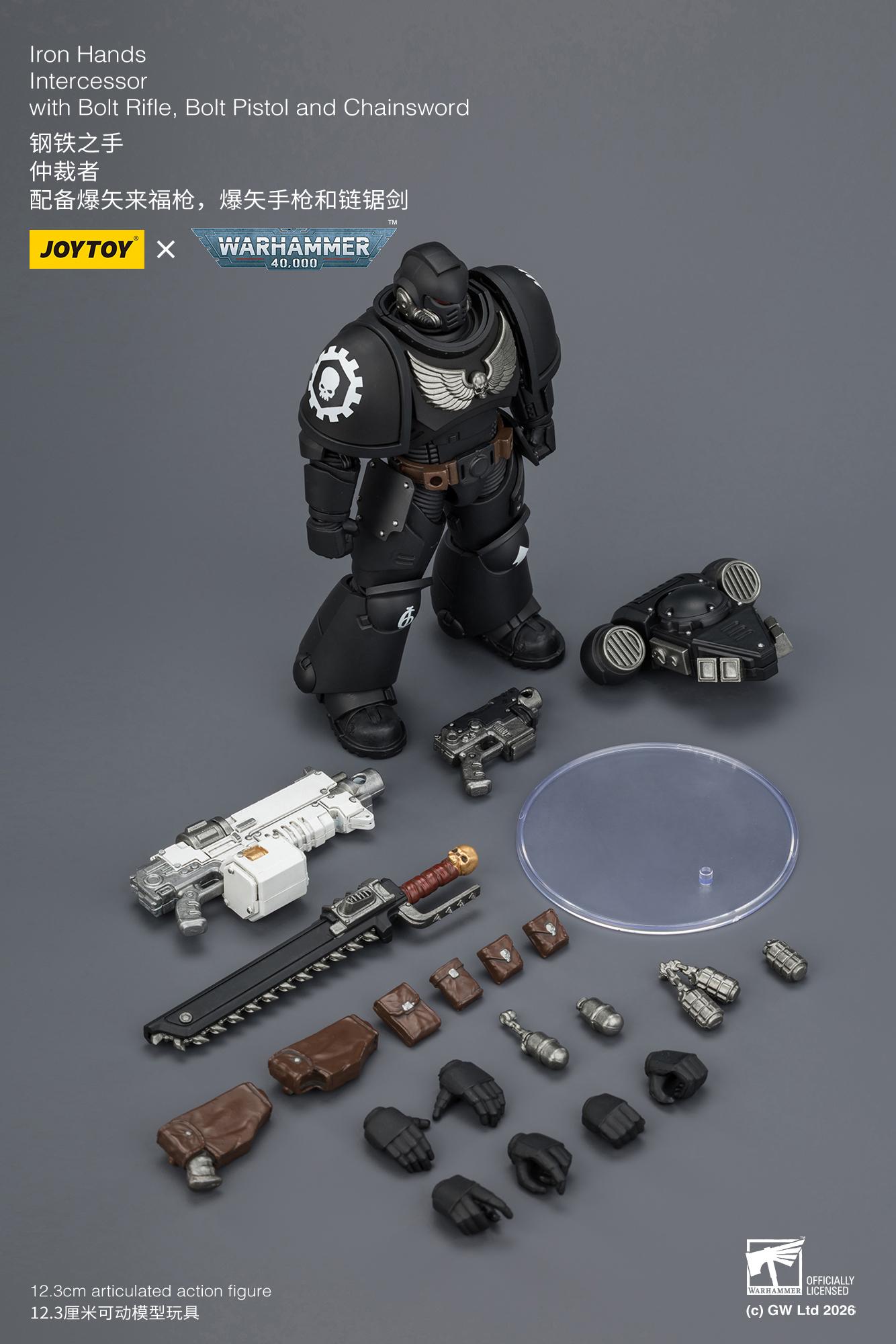 JOYTOY Warhammer 40,000 1/18 Unisex Action Figure Iron Hands Intercessor (Ages 12+) - Action Figurine, Character Figurine with Bolt Rifle, Bolt Pistol, Chainsword JT03837