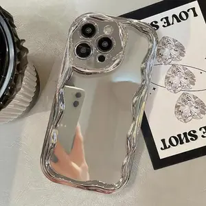 Luxury Plating Makeup Mirror Protective Case For iPhone 16 15 14 13 Pro Max 15 Plus 13 Pro 12 11 Electroplating Silver Soft TPU Phone Cover Cellphone Casing Protection Protector Smartphone