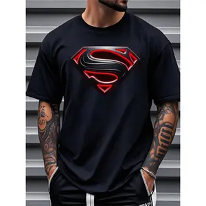 Men'S Casual T-Shirt Featuring a Printed Graphic of The Justice League, Available in Regular Fit for The Spring, Summer, And Fall, with Plus Sizes Ranging from L to 5XL