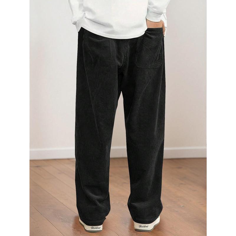 Women's Straight Leg Corduroy Pants Featuring Drawstring Elastic Waist, Fit for Casual, Sports, Hiking, Spring/Autumn