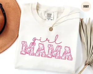 Comfort Colors Girl Mama Shirt, Floral Mom Of Girls Tshirt, Mothers Day New Mama Outfit, Gender Reveal Momma Clothing, Birthday Mommy Gift - TrendWear USA