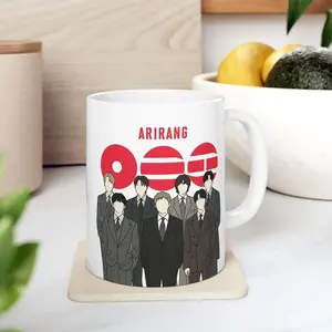 Kpop ARMY Arirang Ceramic Mug, Minimalist Fanart Coffee Cup