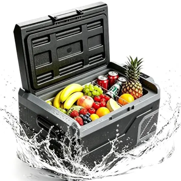 Car Fridge，12V Car Refrigerator, Portable Compressor Freezer Cooler, 12/24V DC 100-240V AC, Optional Solar Power Supported, Adjustable Temp -7°F to 68°F for RV Truck Camper Camping