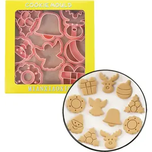 8 count Christmas Cookie Cutters,  Cookie  Set, Snowman   Cutters Cake Baking Fondant Embosser  Christmas Party DIY Cake Decorating Tools