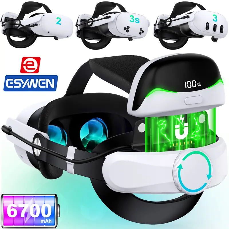 ESYWEN VR Headset Enhanced Headband for Quest 2/3/3S VR Host Retractable & Adjustable Strap for Comfort and Support