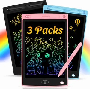 LCD Writing Tablet for Kids—8.5-inch erasable and reusable doodle board; an educational drawing tablet and learning toy for boys and girls aged 3–8 (Pink, Blue, Black)