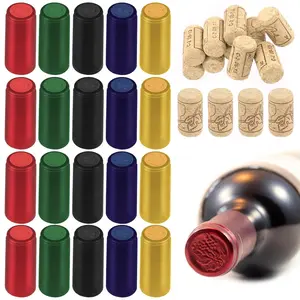 130 count 5 Colors  Black Red Green Blue PVC Heat Shrink Capsules and  Straight  Bottle Cork Stopper Assortment Kit,  Shrink Wrap  Bottle Corks for  Bottles