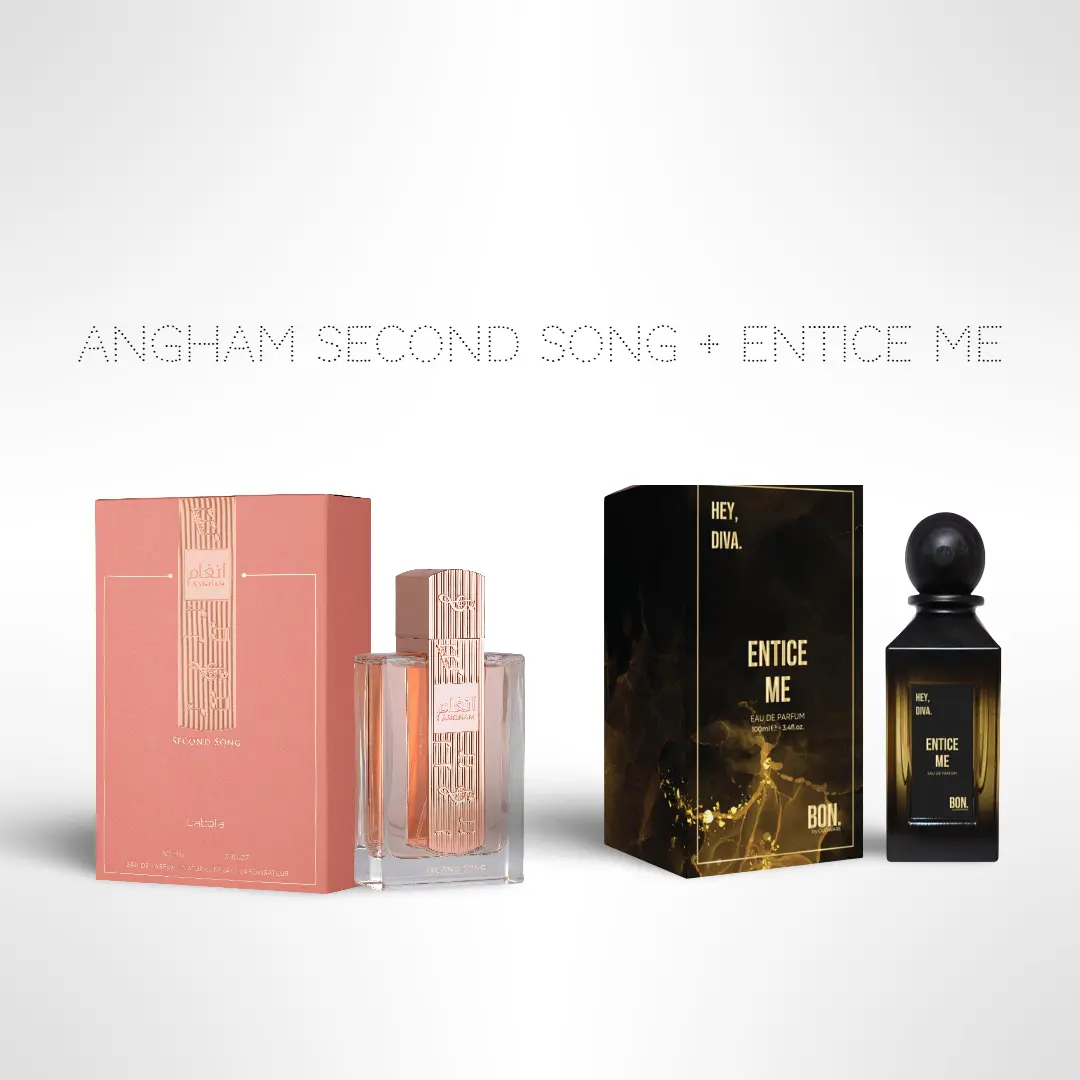 Angham Second Song 100ml + Entice Me 100ml – Eau de Parfum Set for Women, Fragrance, Spicy