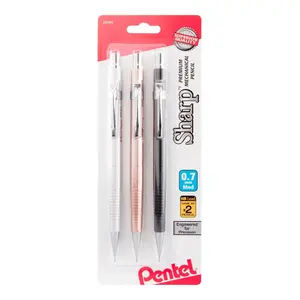 Sharp Mechanical Pencil (0.7mm) Metallic Barrels, Assorted Colors (Z/MS/MK1), 3-Pk
