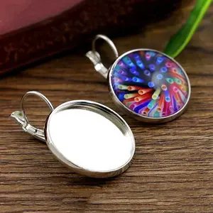 20mm 10pcs Rhodium Color plated French Lever Back Earrings Blank/Base,fit 20mm glass cabochons,buttons;earring bezels  (L5-15)
