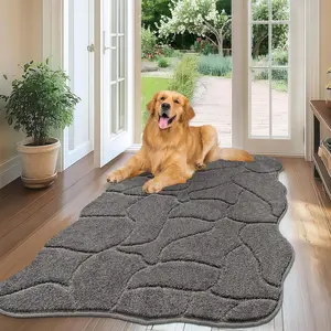 Large  Door Mat for Mud Paws, 32x47 Absorbent Dirt Trapper Long Door Mat, Non-Slip Washable Mud Mat for Dogs, Microfiber Soft Pet Rug Mat for Entryway,  Paws, Patio (Gray)