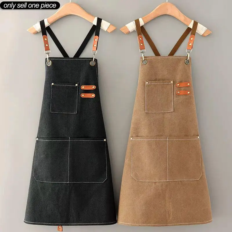 Kitchen Apron, 1 Count Wear Resistant and Oil Proof Apron with Pocket, Household Cooking Painting Gardening Work Apron for Men and Women, Server Apron