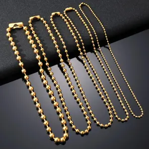 The exciting resonance emotional necklace is suitable for everyone3/6/8mm Stainless Steel Ball Bead Necklaces For Women Men Gold/Silver Color Metal Bead Chain Choker For Jewelry Making men's