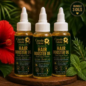 Pousse Vit Hair Growth Booster Set (3 Bottles) – Strength, Thickness & Scalp Care for Natural Hair, Braids | All Hair Types |2oz