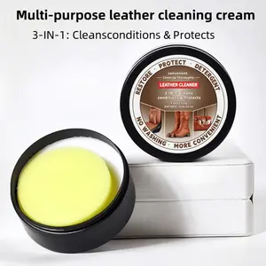 Leather Cleaner & Conditioner Kit with Free Sponge, 3-In-1 Formula for Car Seats, Sofas, Bags & Shoes, Cleans Protects Restores, Leather Restoration, Leather Care, Leather Cleaner And Conditioner