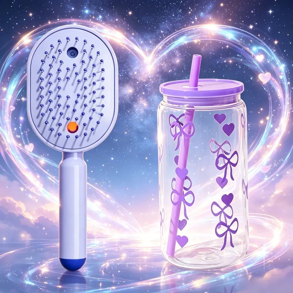 Essential Oil Mist Hair Care Comb with One-Button Detangling and Volumizing, Scalp Massage Brush with Butterfly Heart Cup, Holiday Gift for Women, Detangler Brush, Detangling Hairbrush, Detangler Combs, Anti Tangle Brush