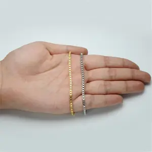 Dainty Gold-Plated Box Chain Bracelet - Waterproof Stainless Steel, Versatile Layering Jewelry
