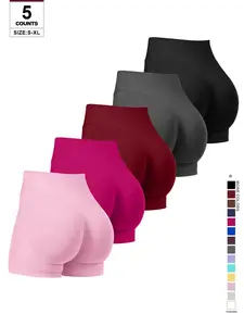 Women's Seamless Organic Textile Elastic Waist Butt Lifting Solid Sports Shorts For Gym Workout