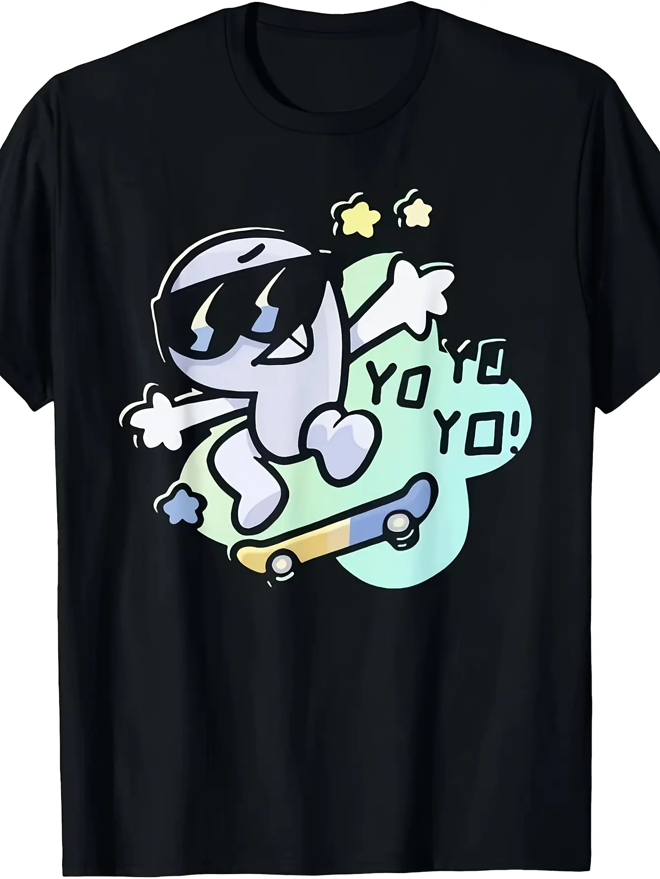 BFDI XFOHV Nine Yo Yo Yo Graphic T-Shirt - Heavyweight 220GSM Vintage Gaming Tee Retro Yo-Yo Character Design Light Blue & White Print Unisex Crew Neck Shirt for Men & Women Soft Breathable Casual Casual Attire - Perfect Gift for Fans