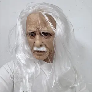 Long Hair Geezer Mask Creepy Realistic Old Man Masks Party Props Halloween Carnival Masquerade & Prank Masks For Adult, Party Favor, Party Decoration Supplies