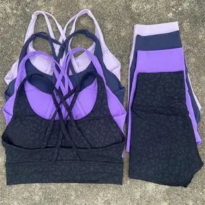 New styleYoga Clothes Set 2 Piece Gym Sports Shorts Set Cross Back Bra High Waist Shorts Fitness Suit Running Workout Tracksuit