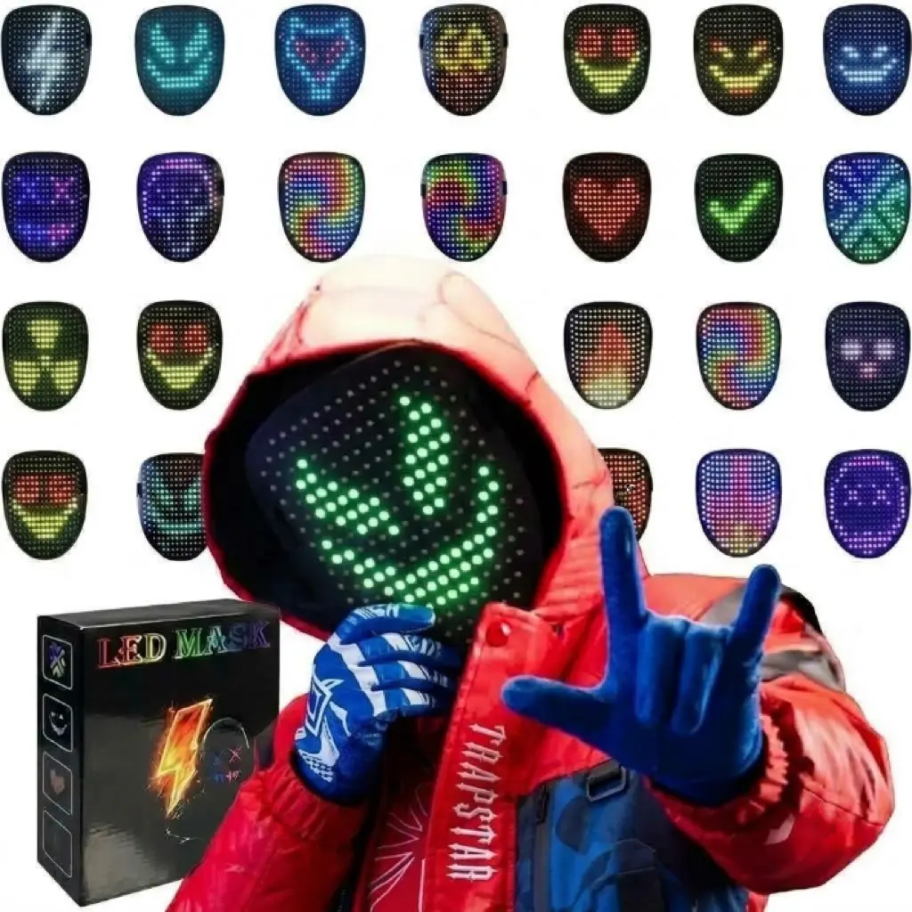 WESTDEER 2026 New LED Mask, Gesture-Sensitive Glow Mask with 50 Built-in Color-Changing Modes, The Perfect Gift for Someone Special, Spooky LED Skull Mask, Glow-in-the-Dark Mask  Costume Parties,Gifts Halloween red light face mask