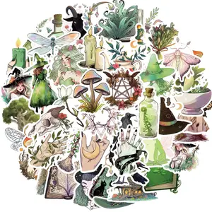 Witchy Sticker, 50pcs/set Forest Mystical Magic Witch Aesthetic Sticker, Moth Magic Sticker for Water Bottle, Laptop, Scrapbooking, Decor