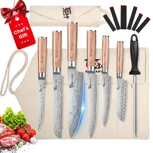 【TikTokShopSpringGlowUp】SYOKAMI 14pcs Chef Knife Set, Japanese Kitchen Knife Set with Roll Bag, Pakkawood Handle, High Carbon Stainless Steel Professional Kitchen Knives for Camp Travel Outdoor, Mother's Day Gift